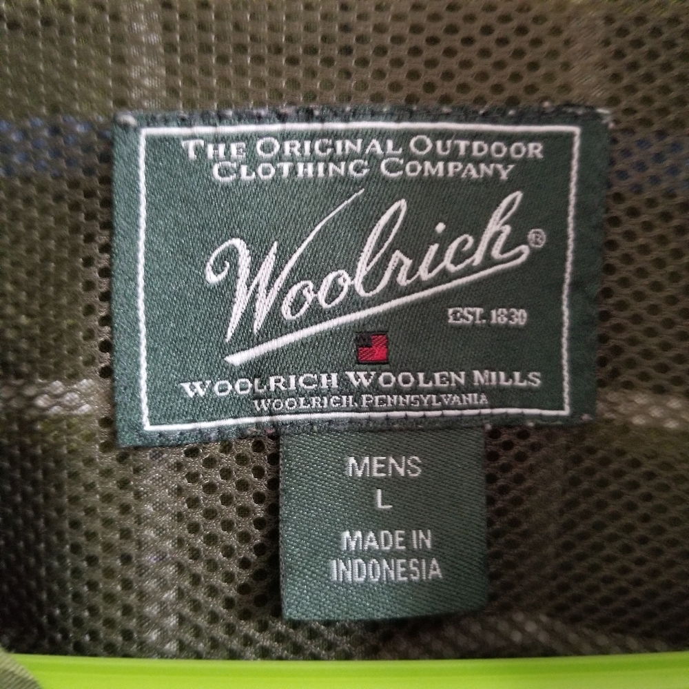 Woolrich Men's Shirt Large Green Blue Button Down Short Sleeve Plaid Pocket Vent - Picture 5 of 5